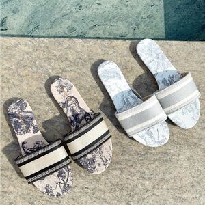 Black & cream striped flat sandals